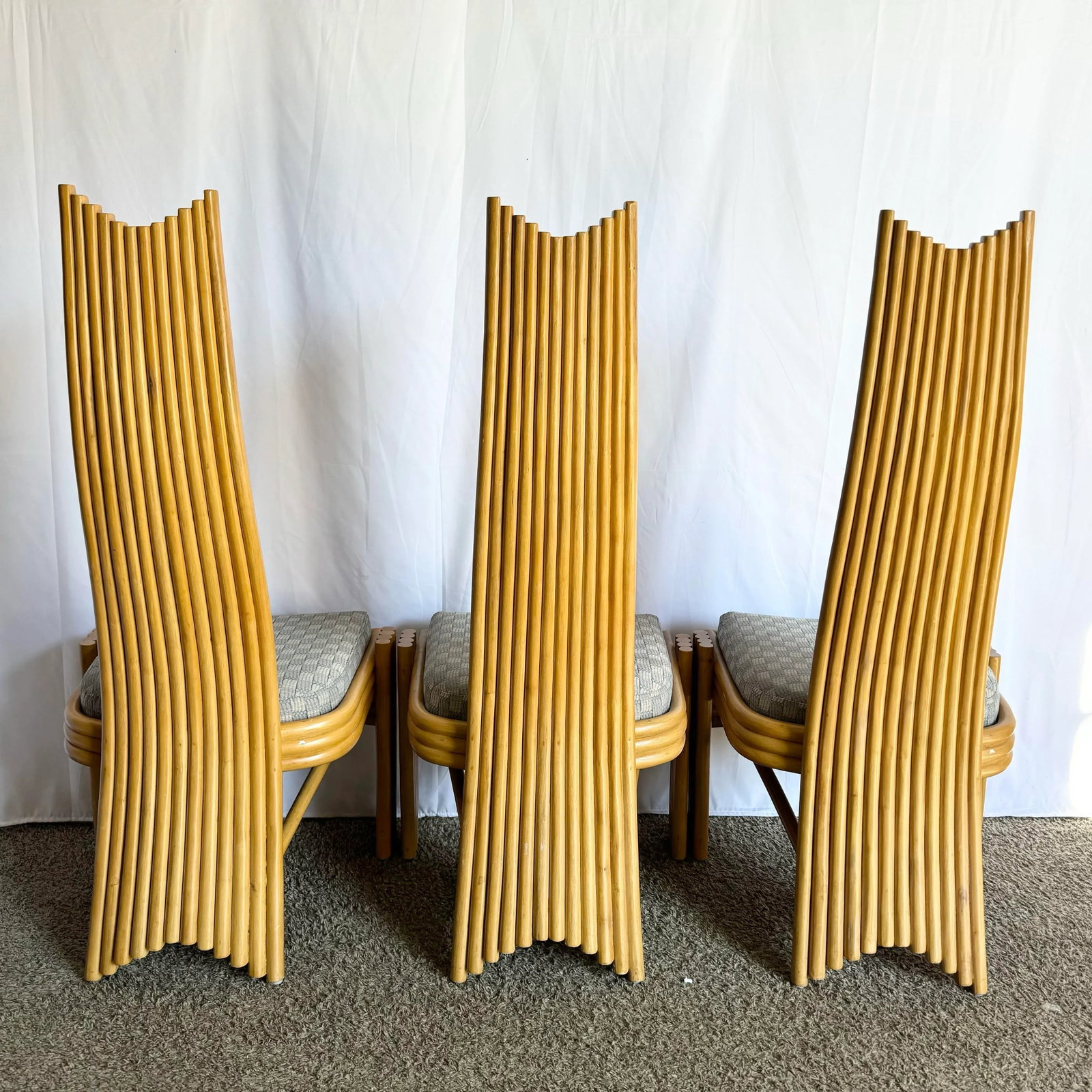 Coastal Boho Rattan High Back Dining Chairs - Set of 6 - 7