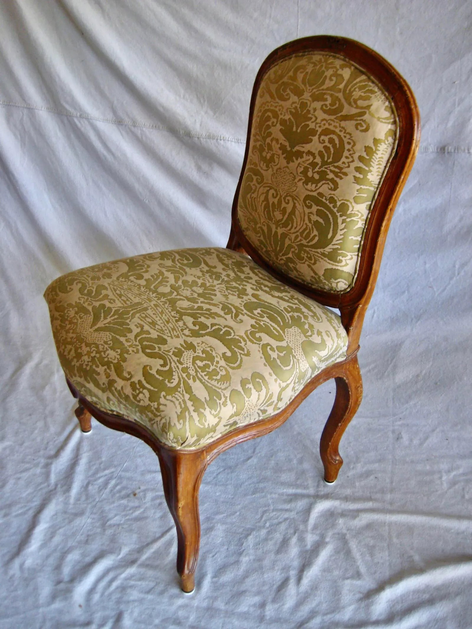 Fortuny Corone Textile on Set of 4 French Louis XV Chairs 18 Century - 3