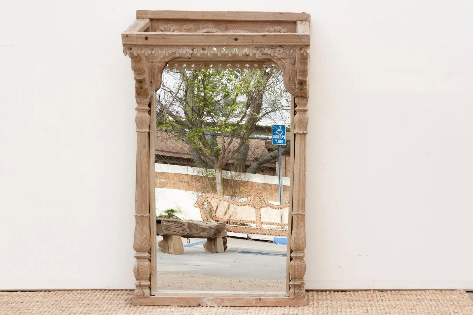 One-of-a-Kind Sun-Bleached Teak Arch Mirror - 4