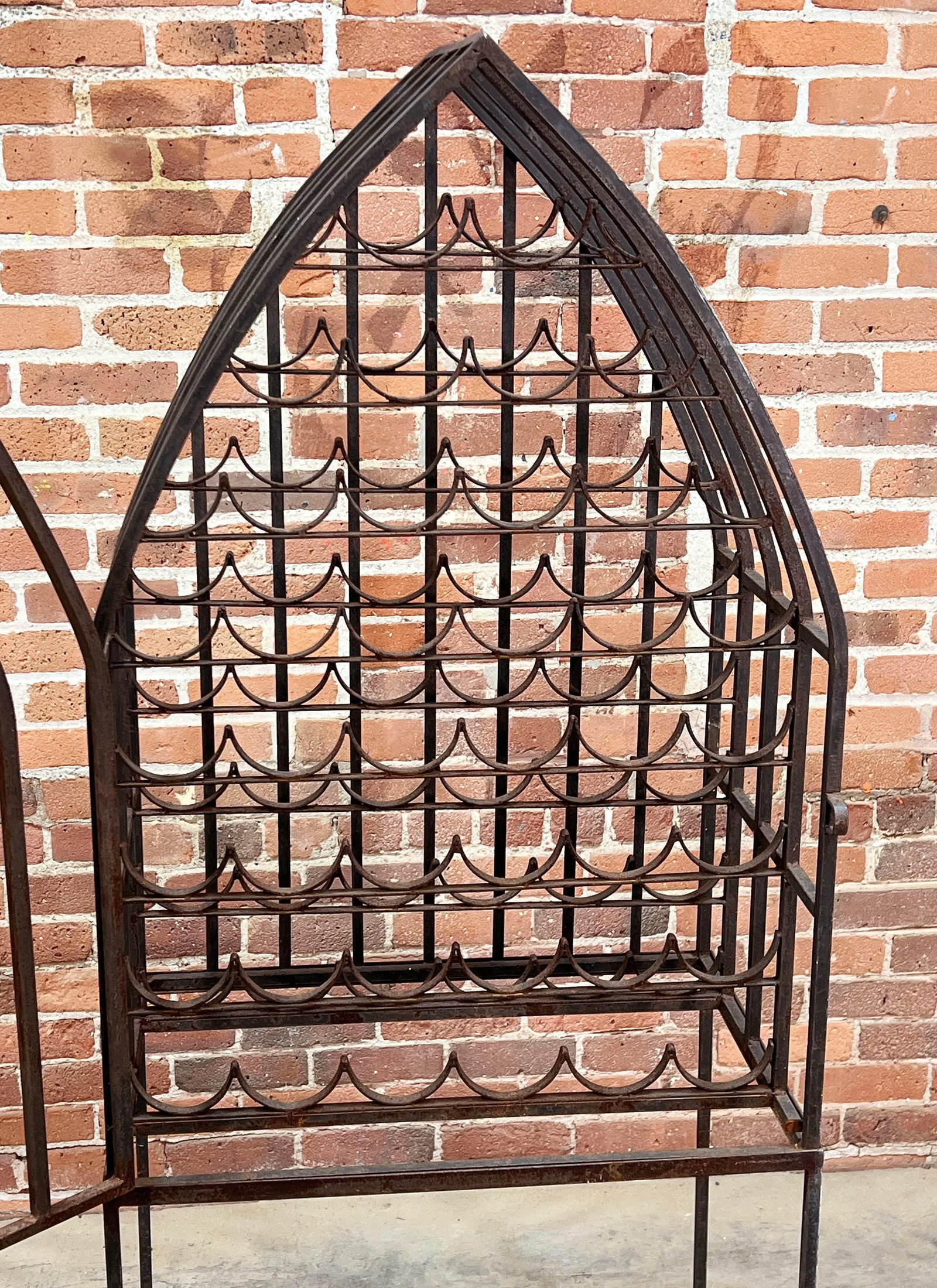 Vintage Wrought Iron Cathedral Style 40 Bottle Wine Rack Cage - 6