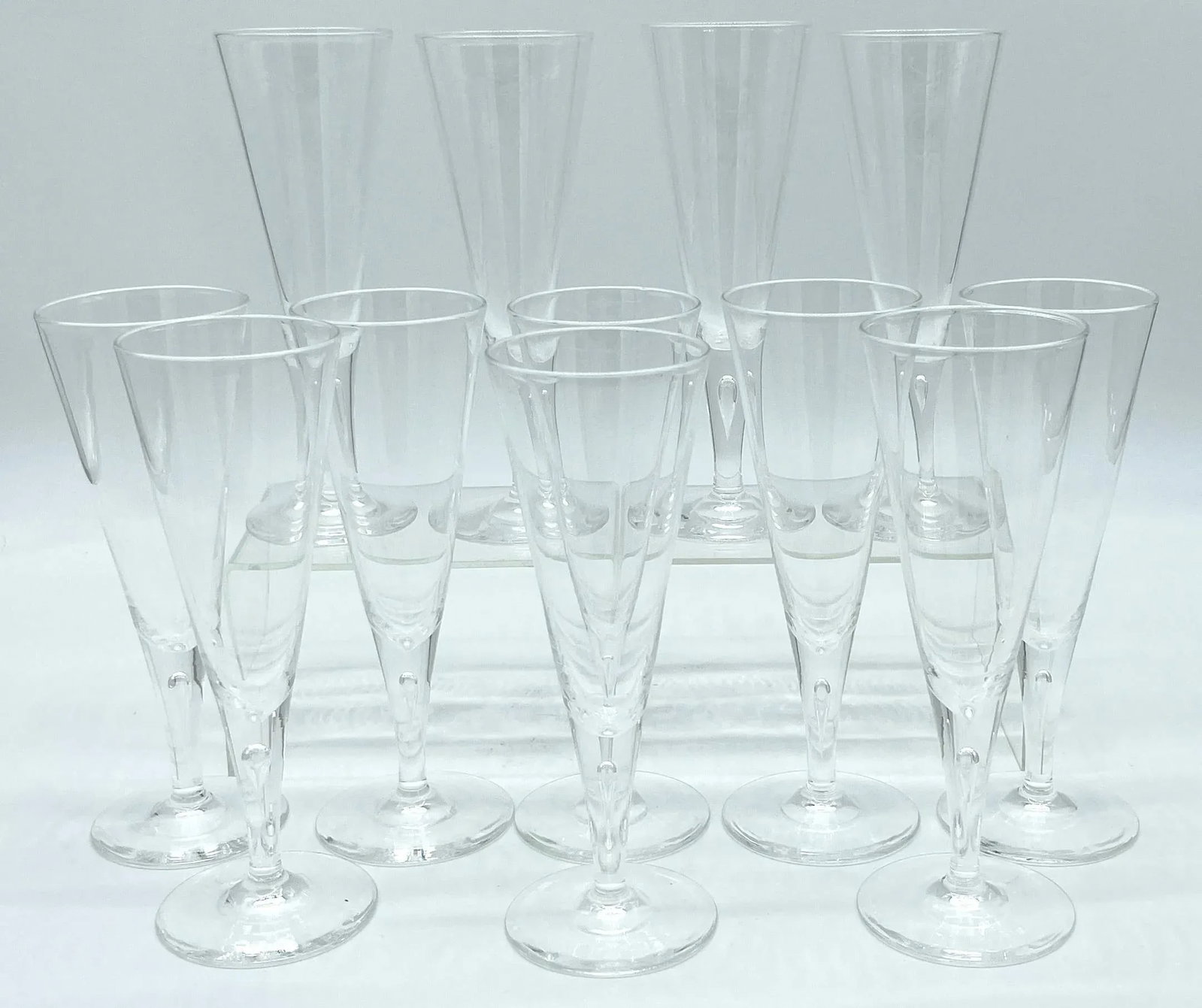 12 1960s Steuben #7924 Controlled Bubble Large Goblets/ Champagnes - 7