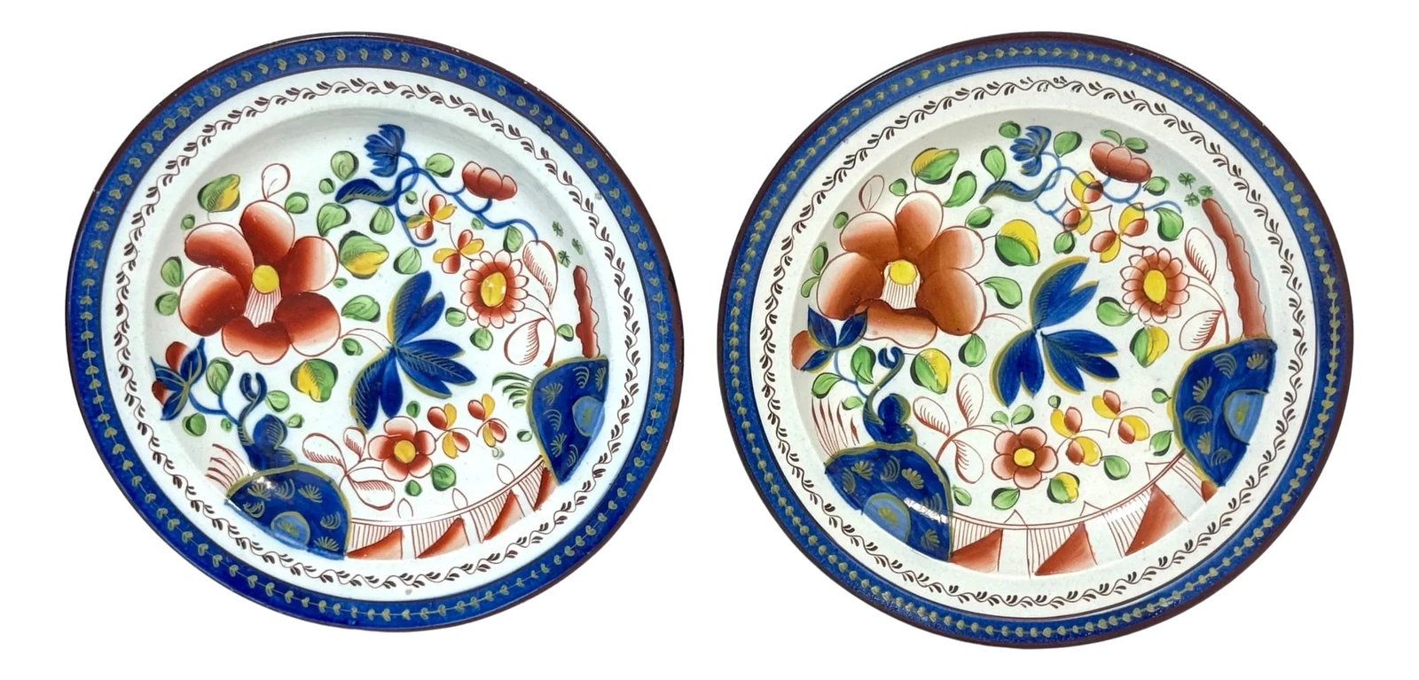 Pair of Gaudy Dutch 'Single Rose ' Pattern Plates: Pair of Gaudy Dutch 'Single Rose ' Pattern Plates 8.25 inches in diameter The 'Single Rose' pattern dates from the same period as other Gaudy Dutch patterns, primarily between 1810 and 1850. Produced