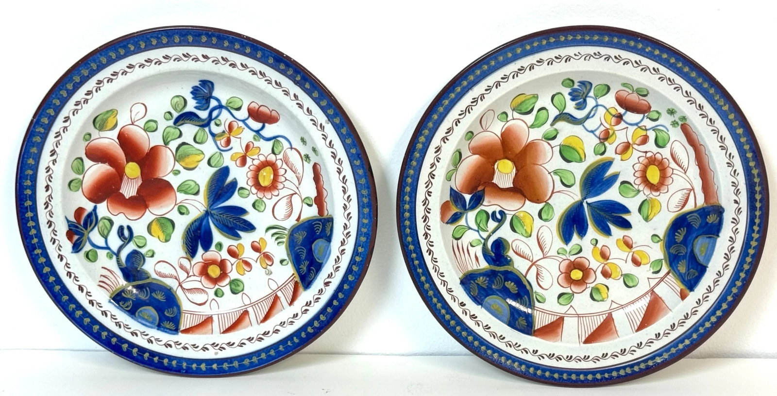 Pair of Gaudy Dutch 'Single Rose ' Pattern Plates - 2