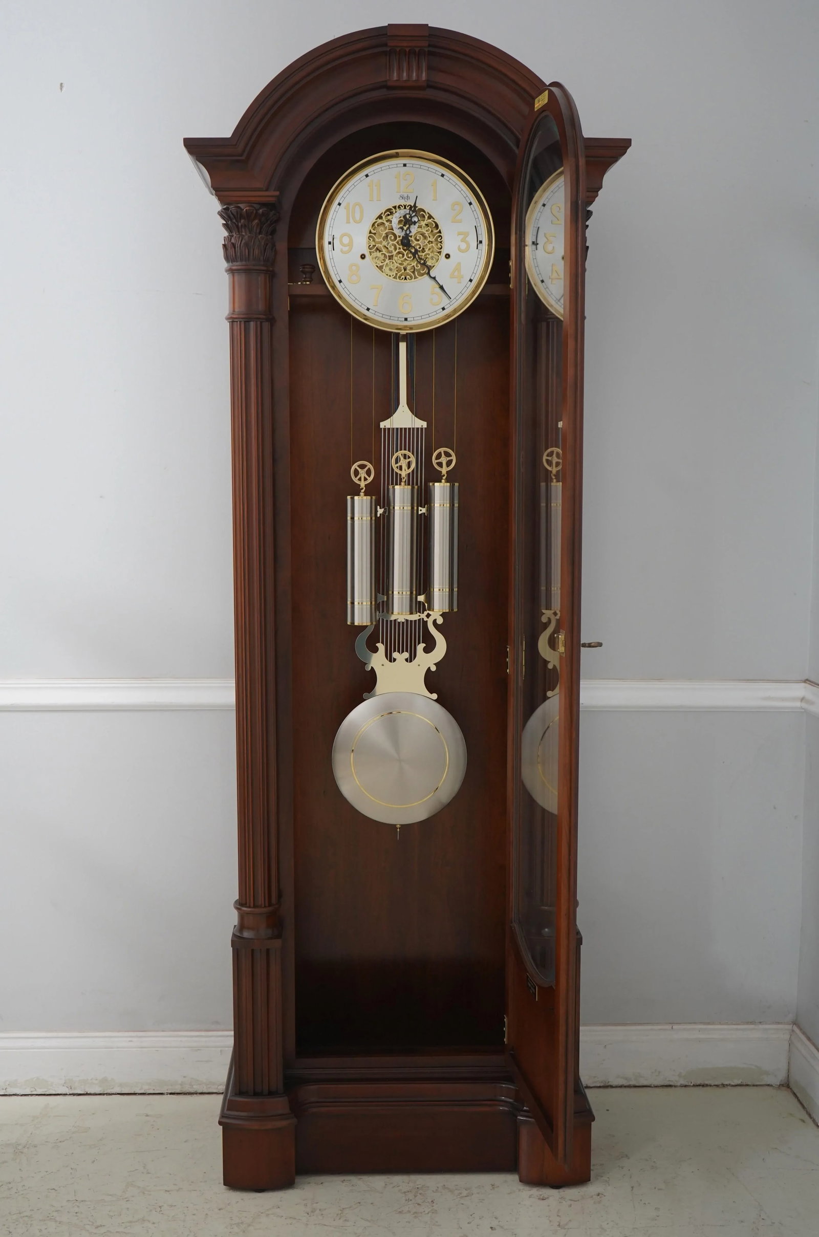 Sligh Dome Top Empire Cherry Grandfather Clock - 3
