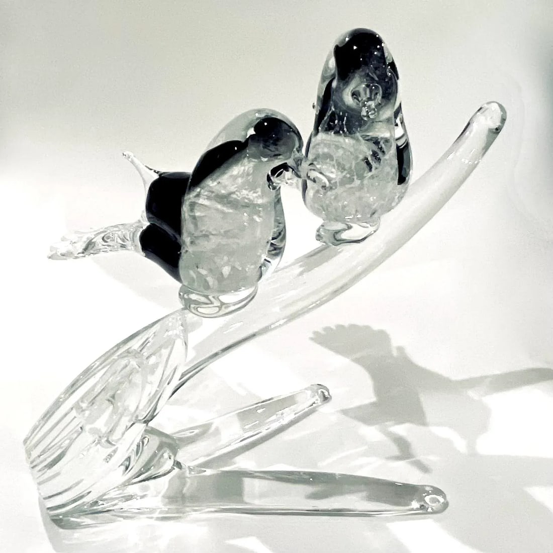 1970's Murano Attributed Blown Glass Love Birds on Branch Figurine - 3