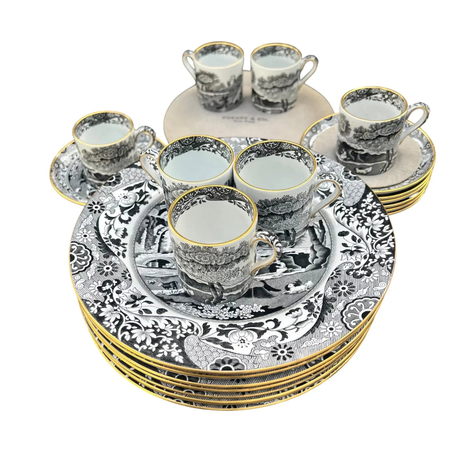1940s Tiffany & Co.'s Spode "Italian" Pattern Demitasse & Dessert Set - 7