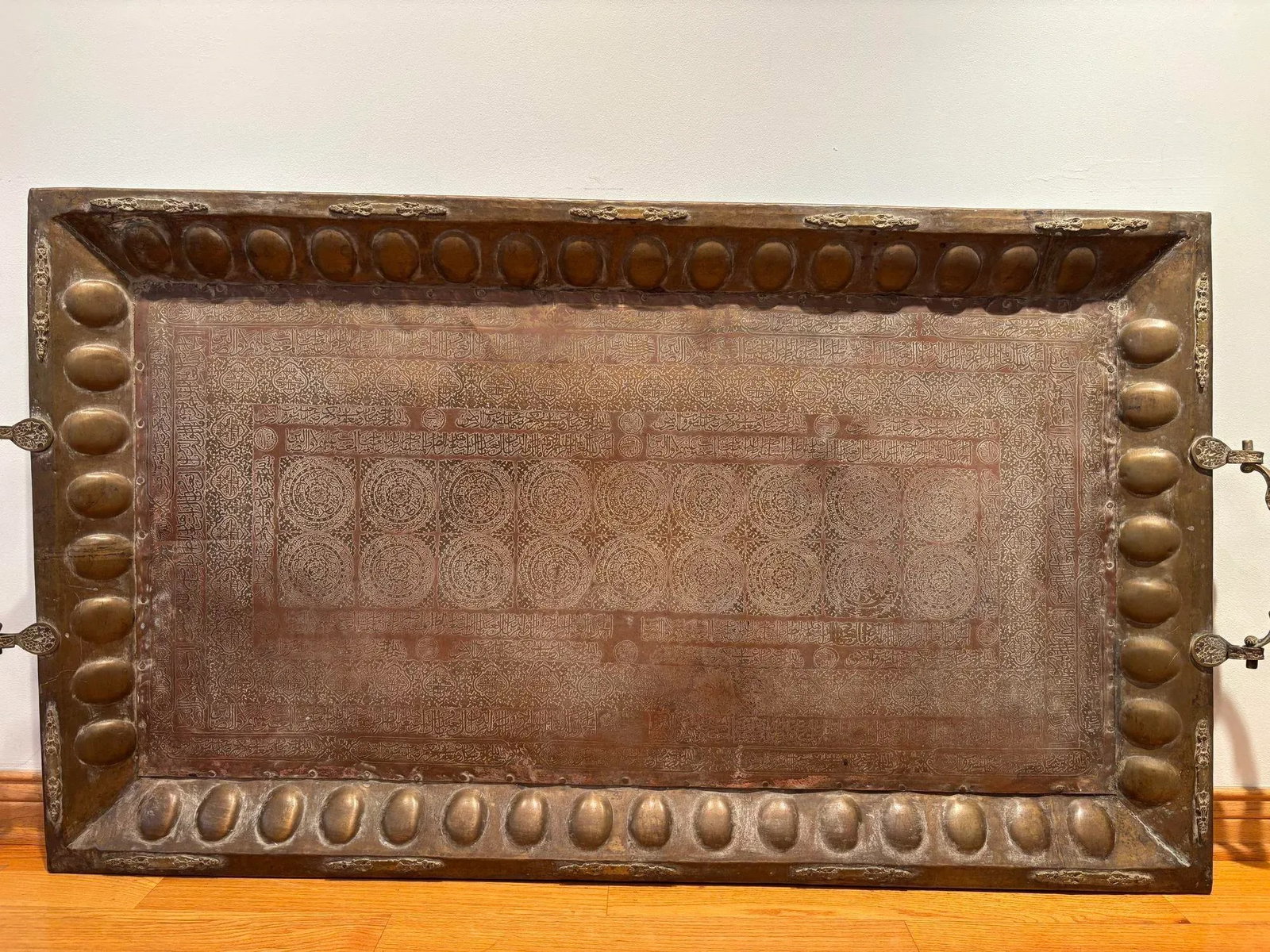 Antique Islamic Mughal Copper Metal Tray Oversized - 6