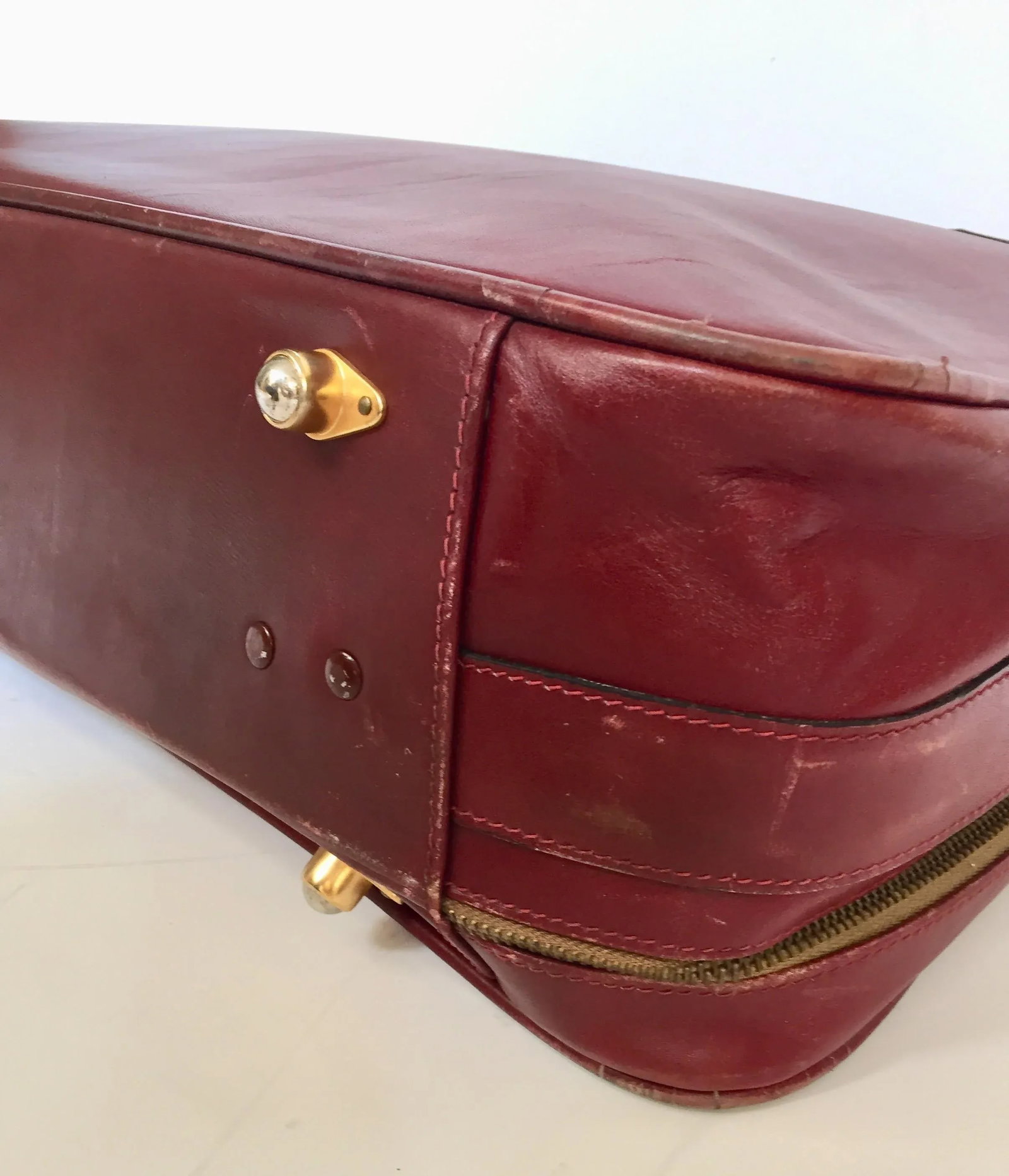 CARTIER Paris Vintage Leather Suitcase Burgundy Bordeaux Luggage - 12