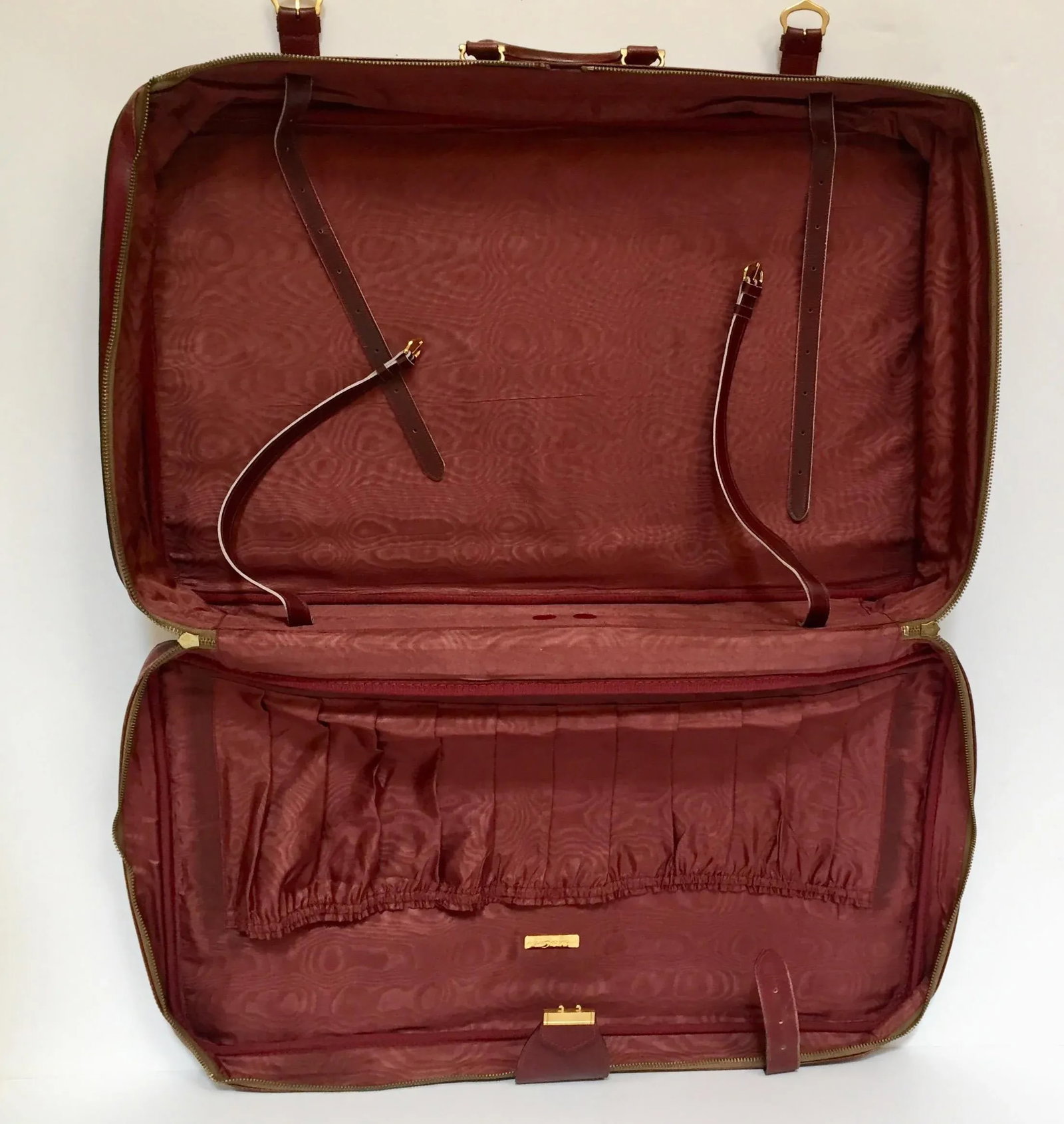 CARTIER Paris Vintage Leather Suitcase Burgundy Bordeaux Luggage - 3