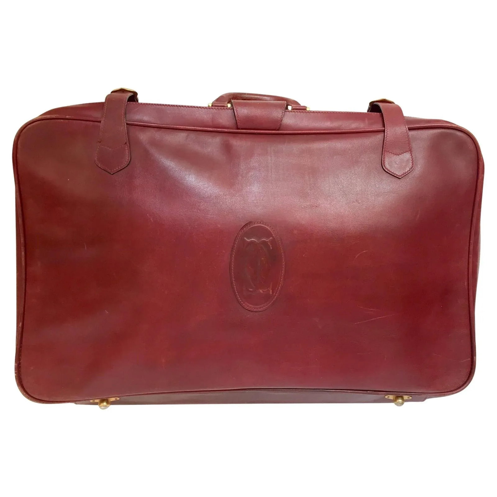 CARTIER Paris Vintage Leather Suitcase Burgundy Bordeaux Luggage - 5