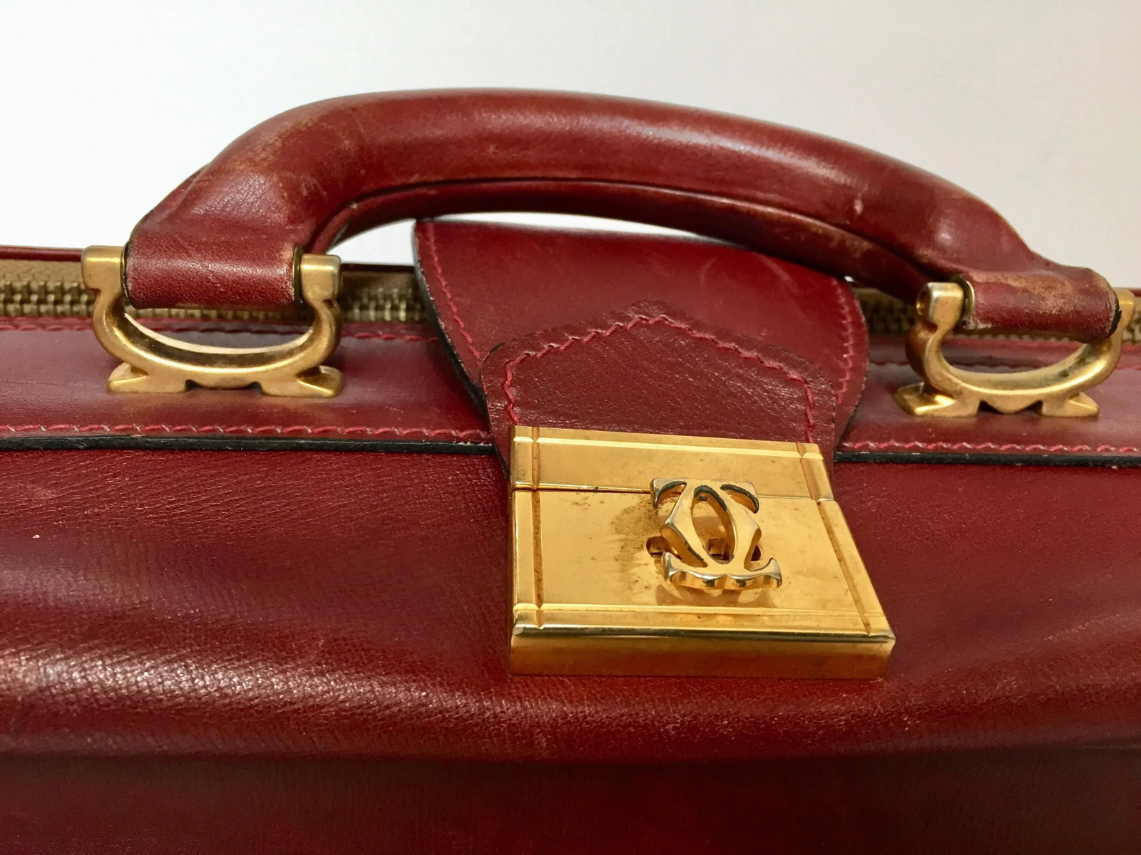 CARTIER Paris Vintage Leather Suitcase Burgundy Bordeaux Luggage - 6