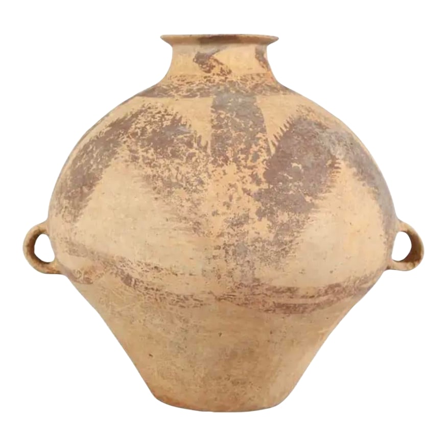 Chinese Neolithic Painted Pottery Jar, Machang Period #4: Chinese Neolithic Pottery Jar from the Majiayao Culture, specifically the Machang phase, in northwest China, and dating back roughly 4000 years. Jar is made from earthenware and painted with