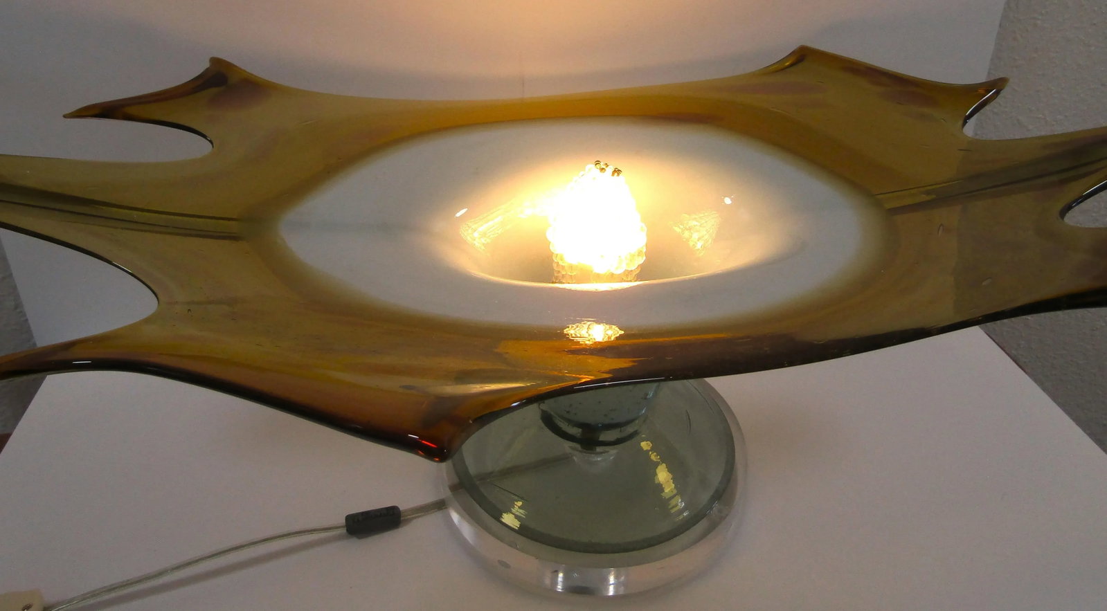 Large Vintage Murano Glass Allison K. West Thumbprints Art Glass Table Lamp - 11