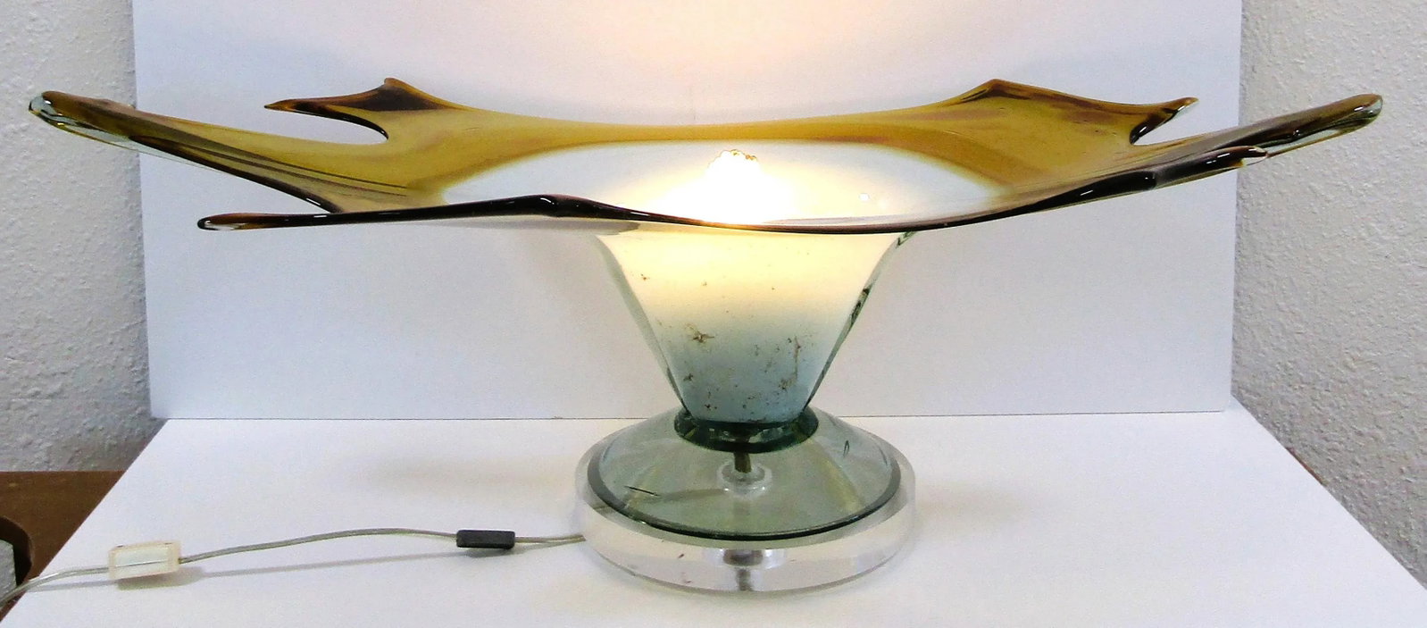 Large Vintage Murano Glass Allison K. West Thumbprints Art Glass Table Lamp - 2