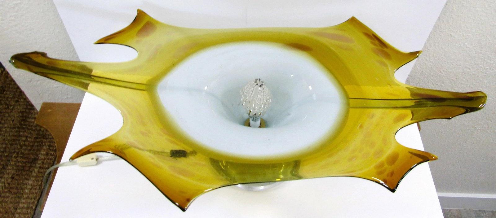 Large Vintage Murano Glass Allison K. West Thumbprints Art Glass Table Lamp - 3