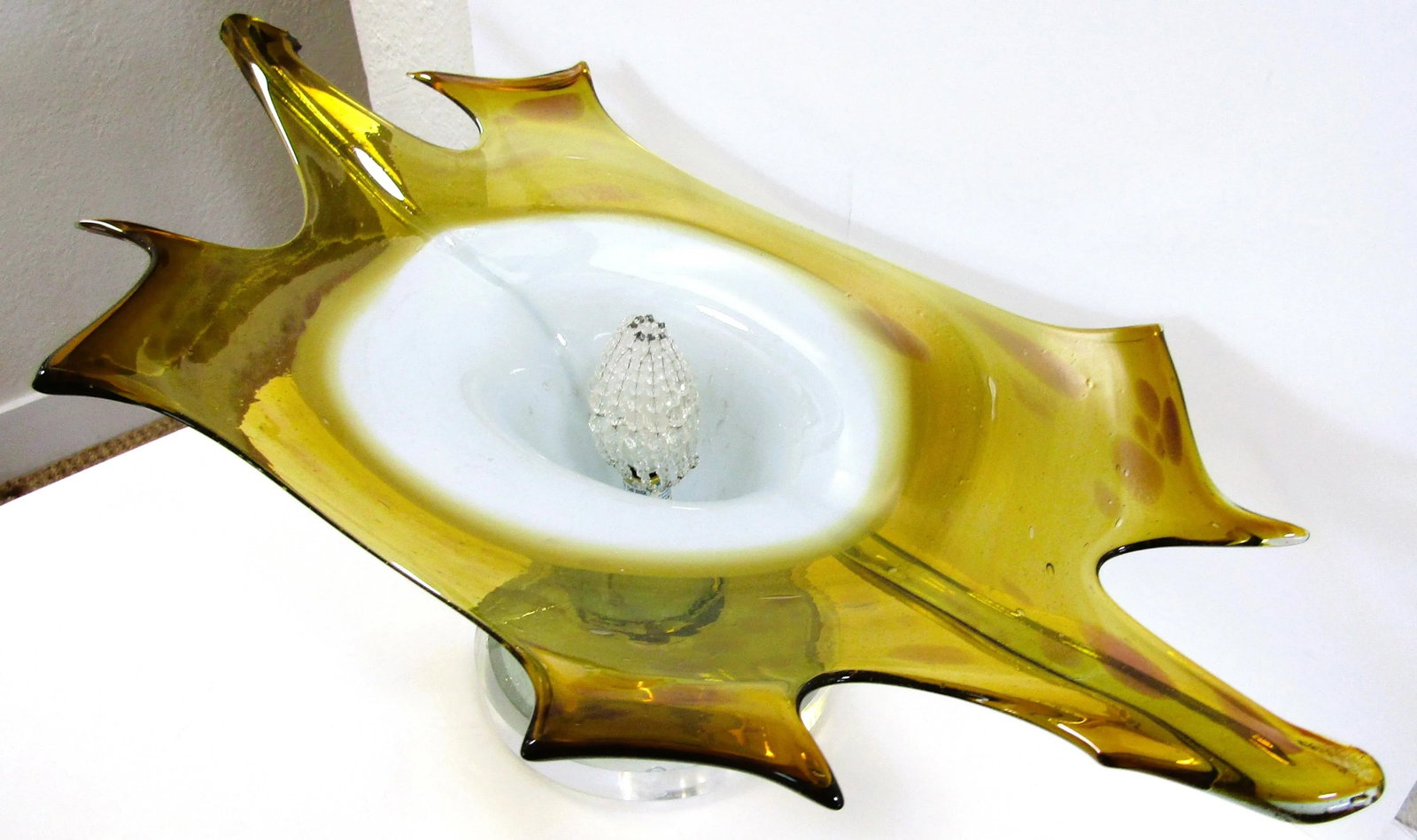 Large Vintage Murano Glass Allison K. West Thumbprints Art Glass Table Lamp - 4