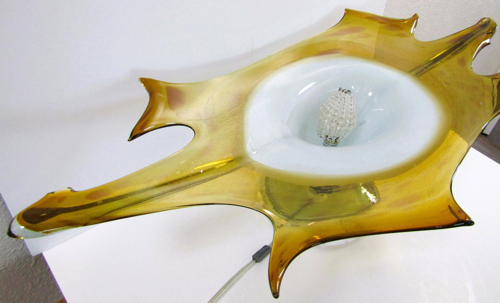 Large Vintage Murano Glass Allison K. West Thumbprints Art Glass Table Lamp - 5