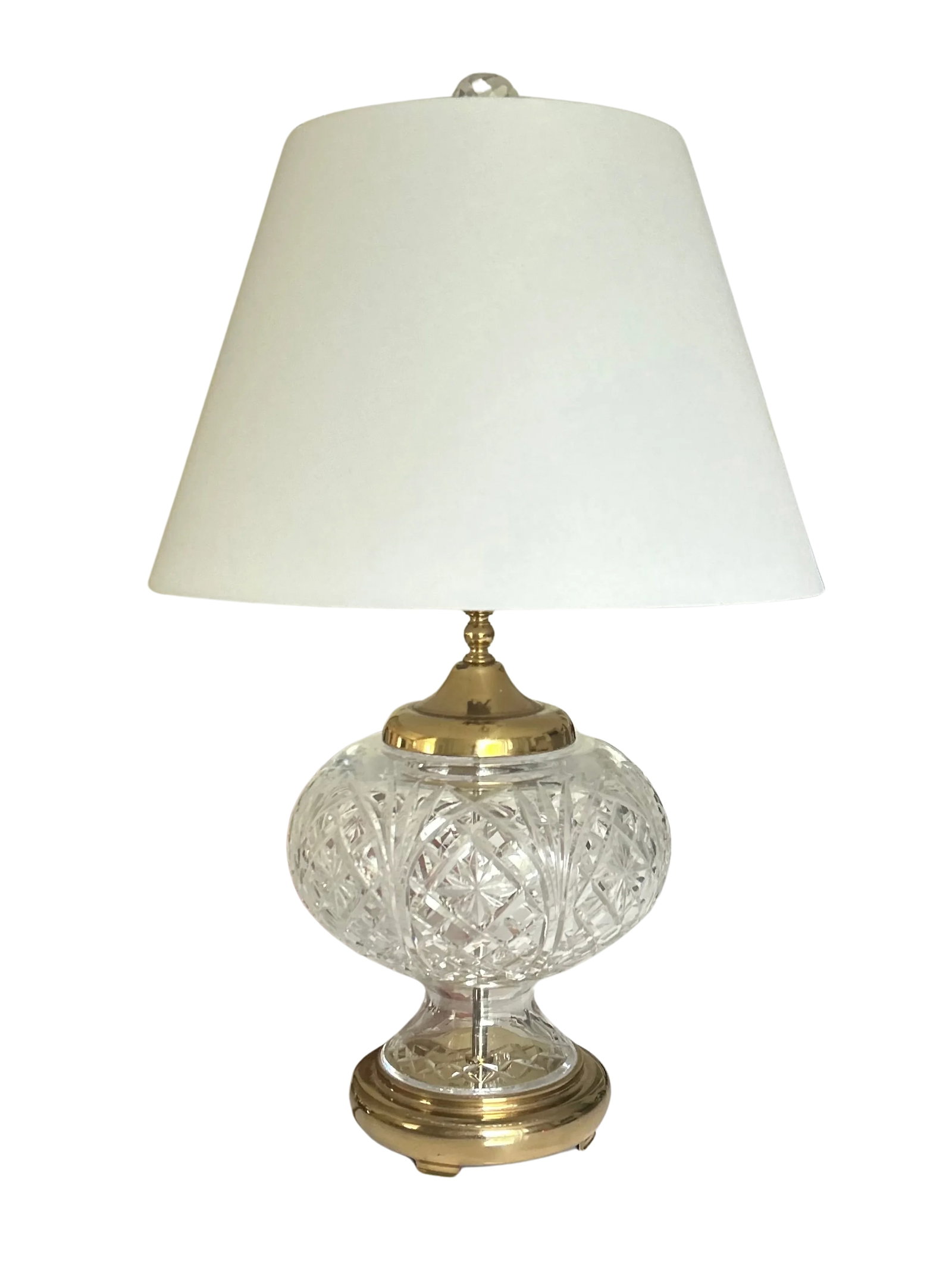 Vintage Waterford Crystal Table Lamp - Cut Crystal Brass Accents - 11