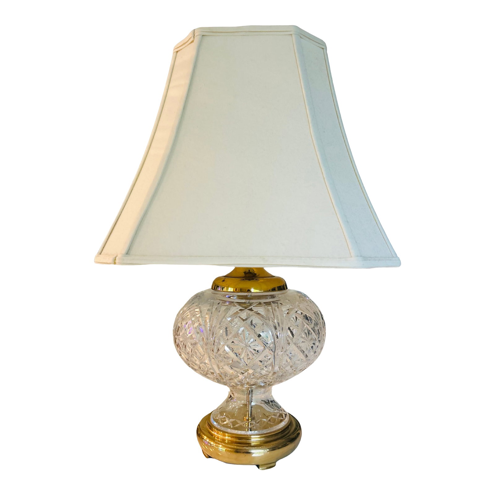Vintage Waterford Crystal Table Lamp - Cut Crystal Brass Accents (1 of 11)