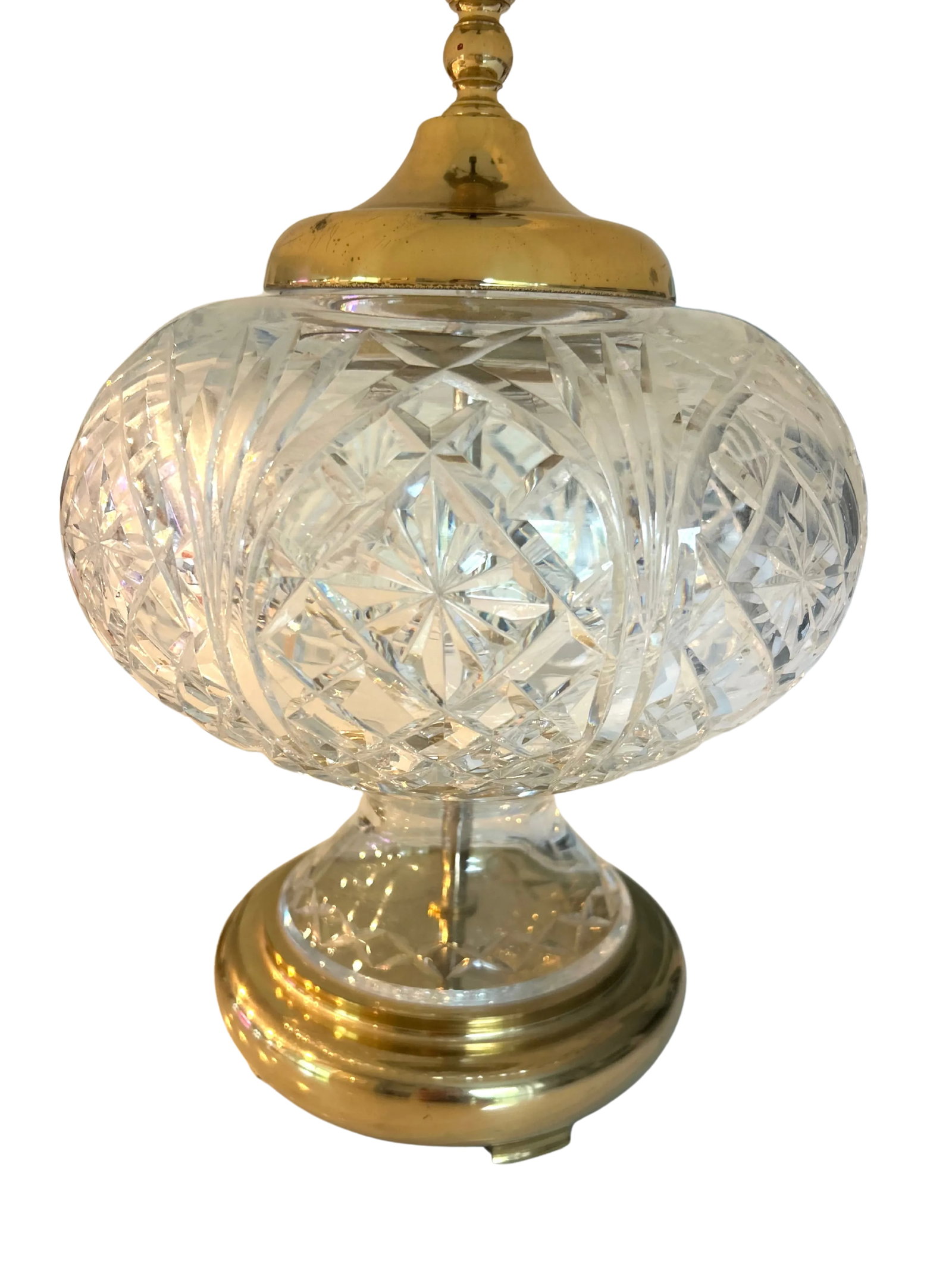 Vintage Waterford Crystal Table Lamp - Cut Crystal Brass Accents - 5