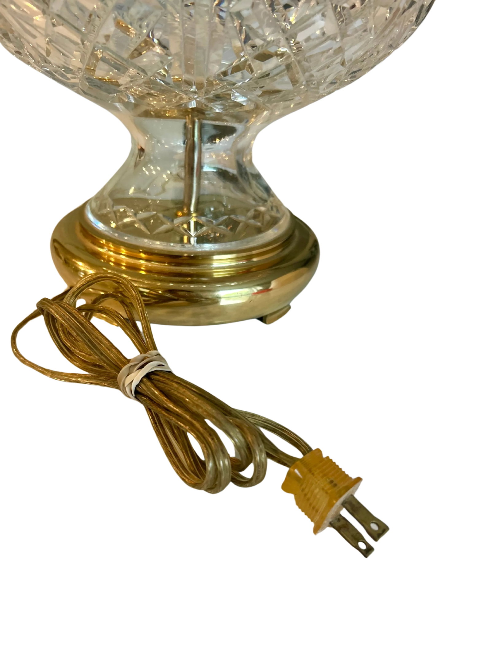 Vintage Waterford Crystal Table Lamp - Cut Crystal Brass Accents - 9