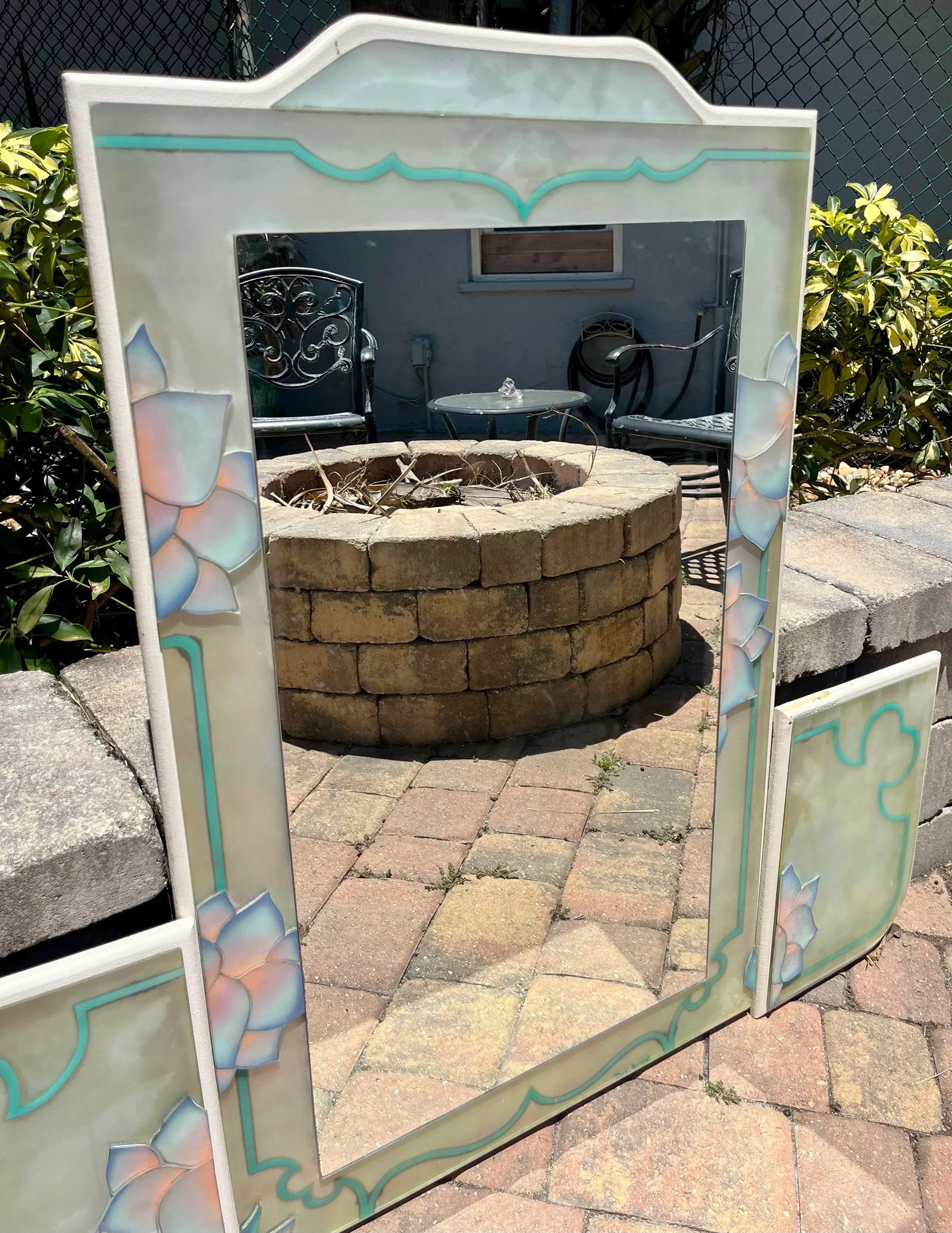 3 Piece David Marshall Signed and Numbered Hanging Wall Mirror Design, 1980s - 2
