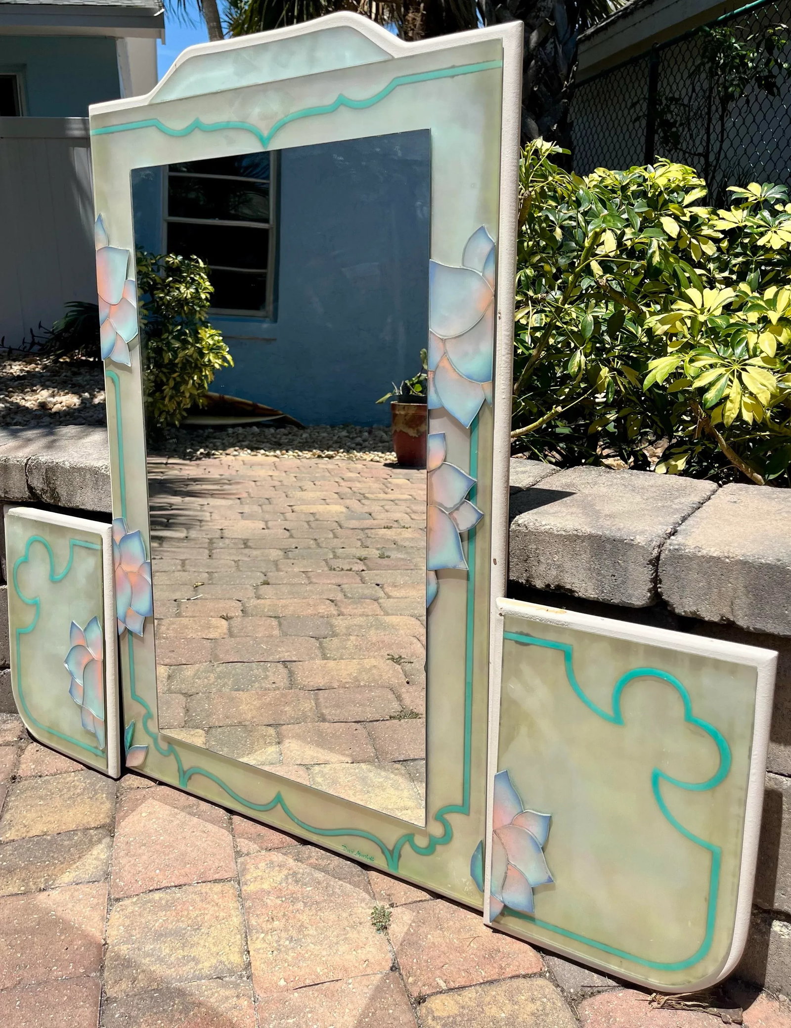 3 Piece David Marshall Signed and Numbered Hanging Wall Mirror Design, 1980s - 5