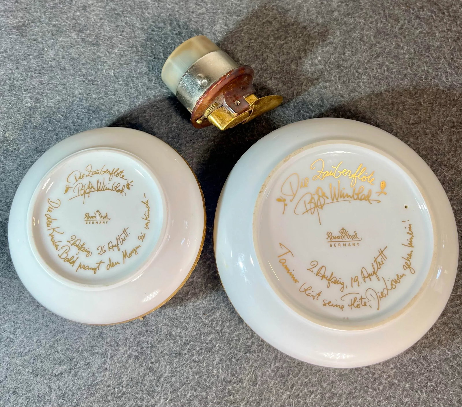 1970s Rosenthal Germany Magic Flute Gold Porcelain Ashtray & Cigarette Lighter- 2 Pieces - 7