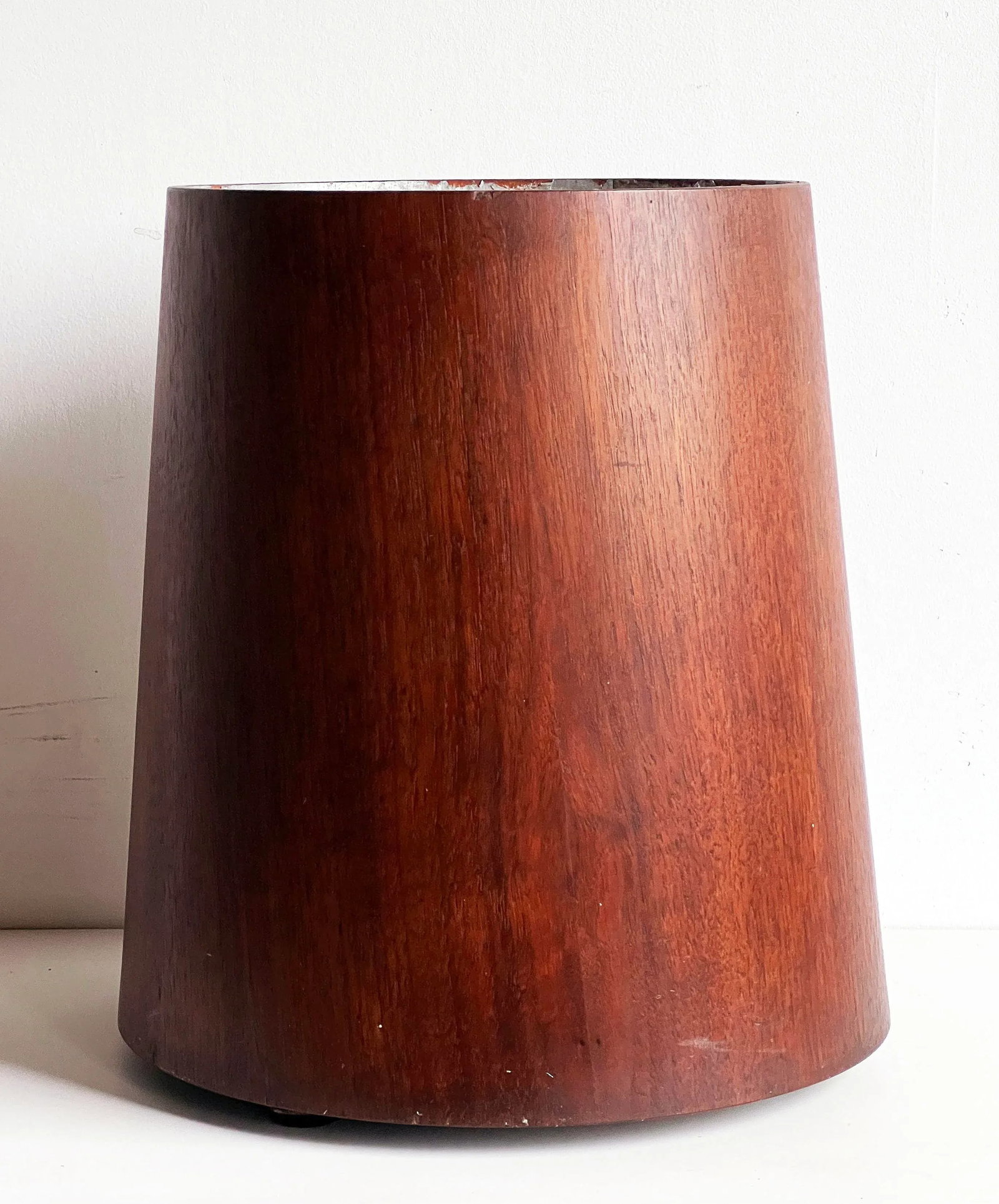 Vintage Mid Century Modern Jens Risom Walnut Wastebasket / Trash Bin - 2