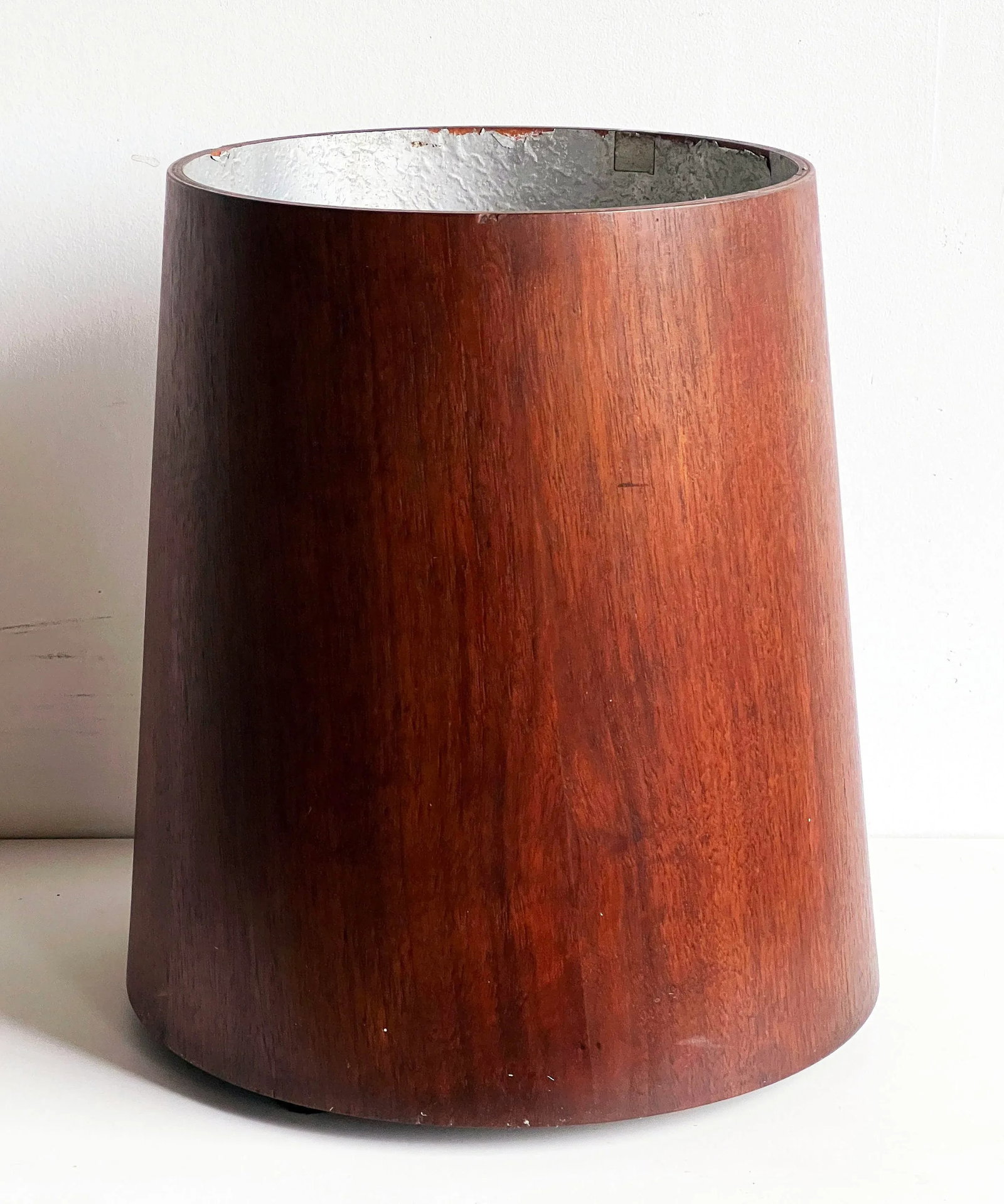 Vintage Mid Century Modern Jens Risom Walnut Wastebasket / Trash Bin - 3