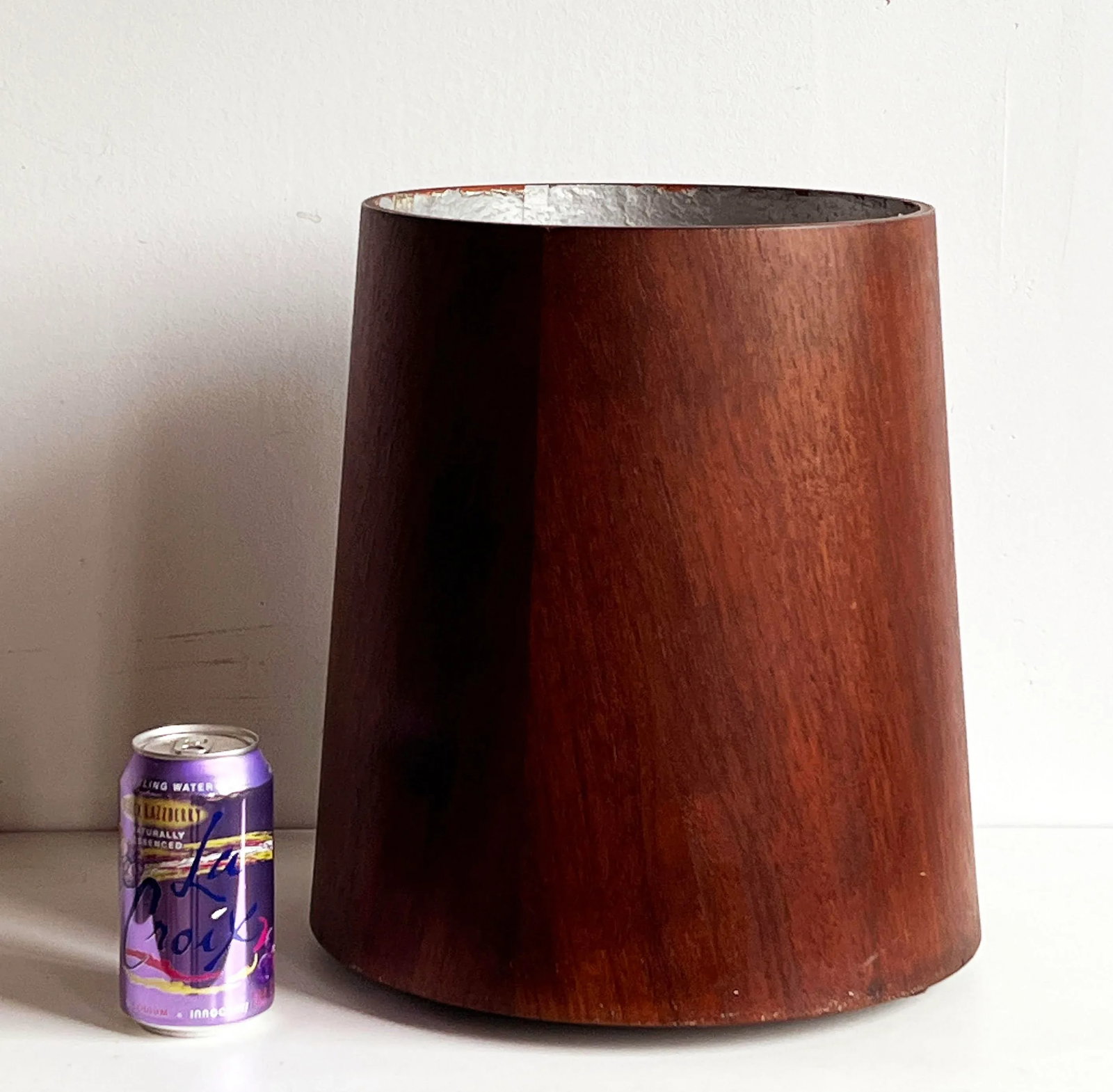 Vintage Mid Century Modern Jens Risom Walnut Wastebasket / Trash Bin - 4