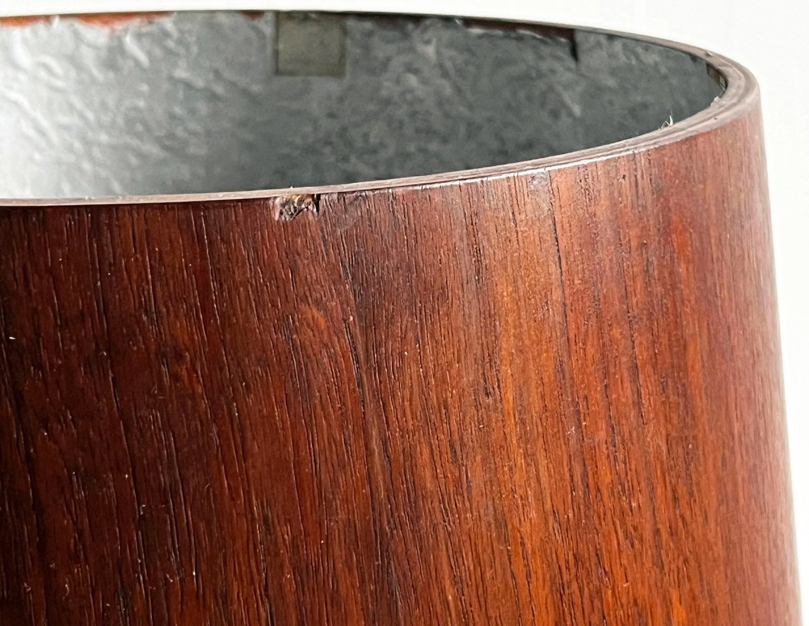 Vintage Mid Century Modern Jens Risom Walnut Wastebasket / Trash Bin - 5