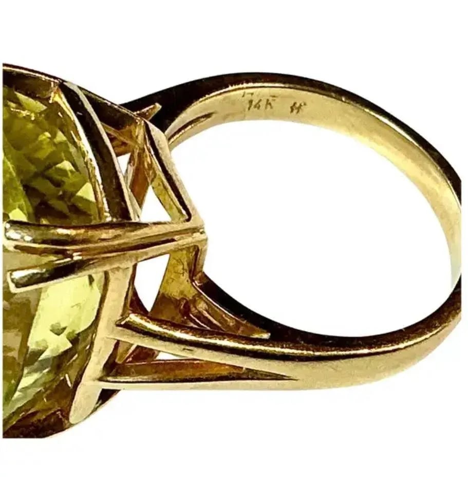 14k Yellow Gold Citrine Cocktail Ring - 6