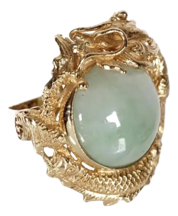 14k Gold and Jade Dragon Ring (1 of 7)