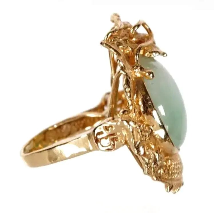 14k Gold and Jade Dragon Ring - 2