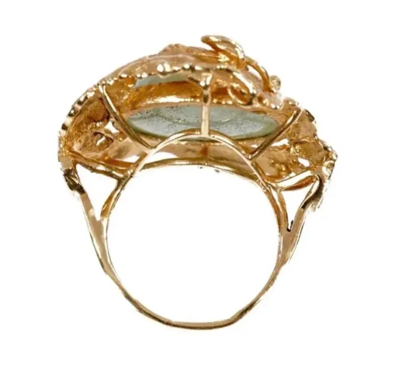14k Gold and Jade Dragon Ring - 4