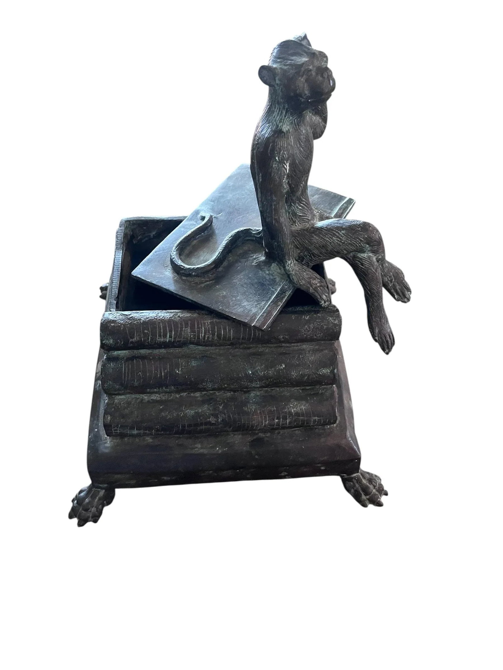 1980s Maitland Smith Seated Monkey Bronze Box - 9