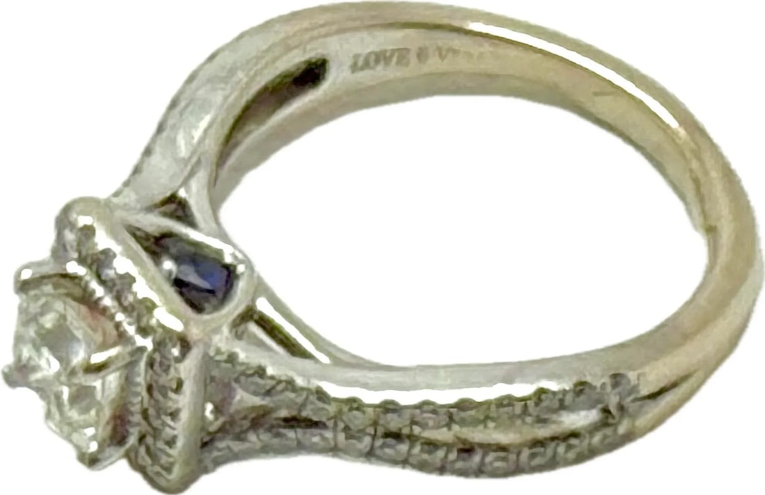 14k White Gold Diamond Engagement Ring With Sapphires Vera Wang Love Collection - 2
