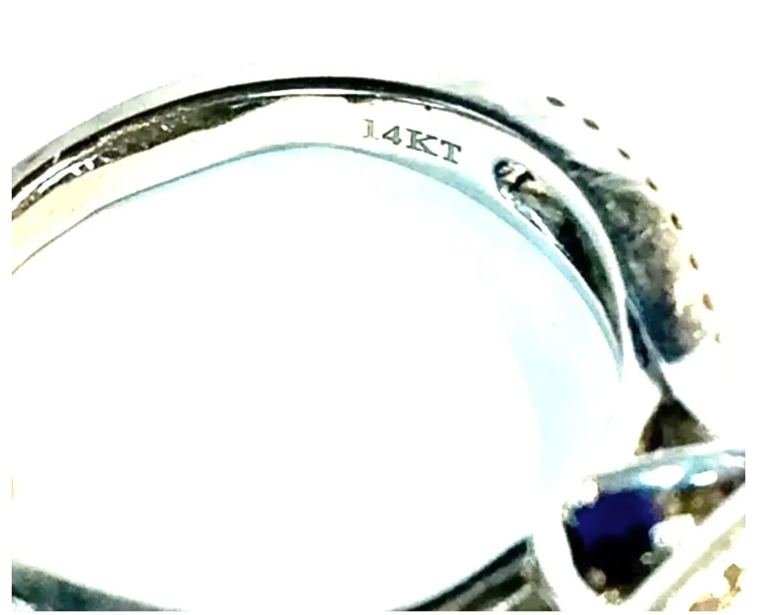 14k White Gold Diamond Engagement Ring With Sapphires Vera Wang Love Collection - 5