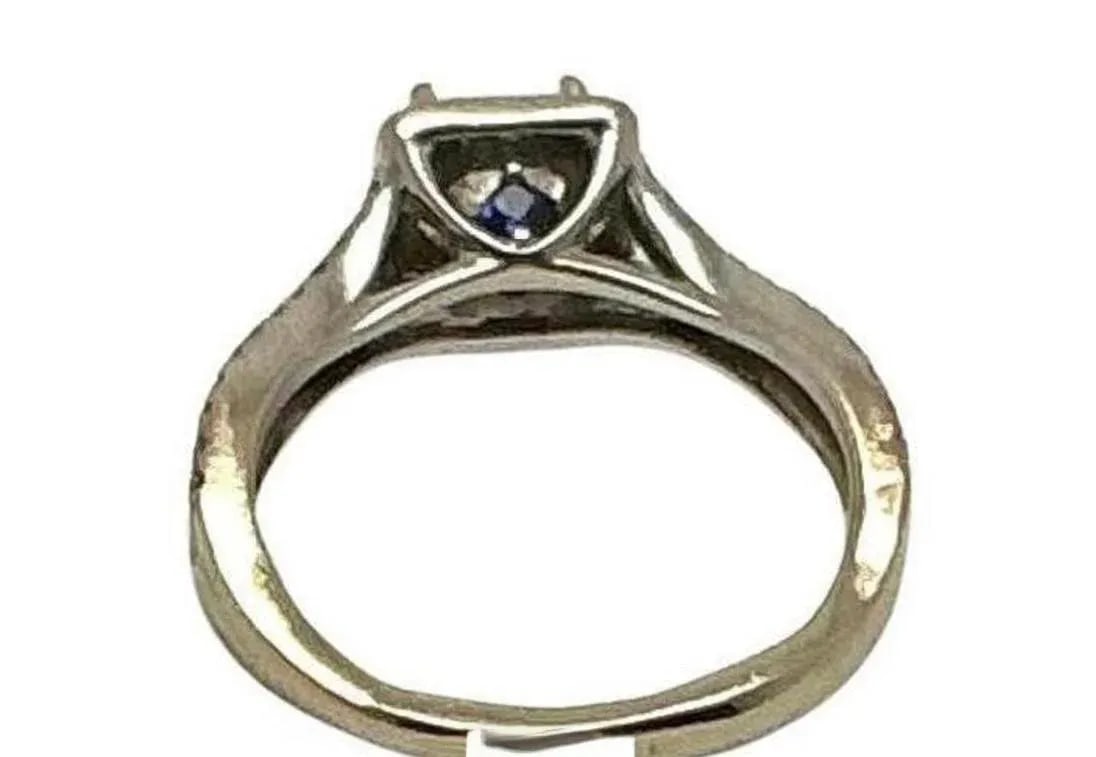 14k White Gold Diamond Engagement Ring With Sapphires Vera Wang Love Collection - 6