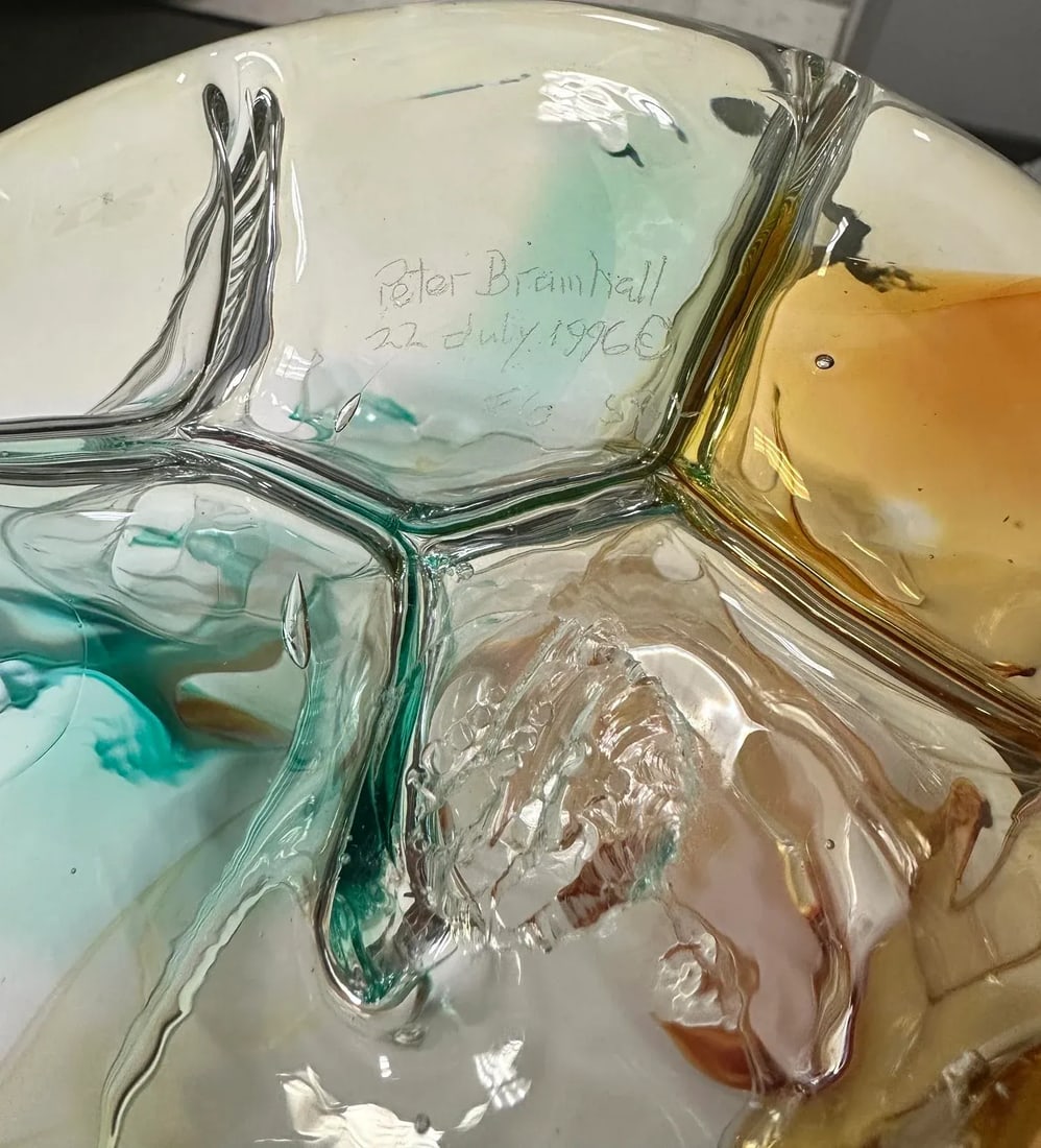 1996 Signed Peter Bramhall Large Glass Orb - 3