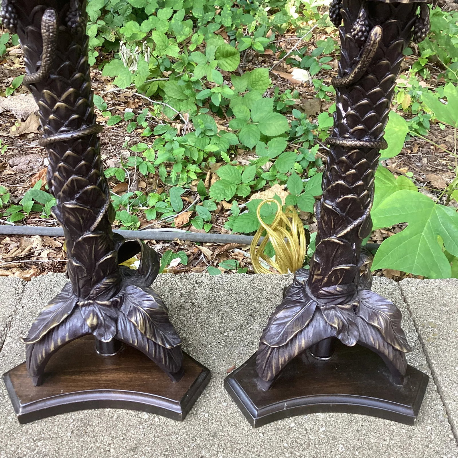 Frederick Cooper Bronze Palm Lamps – A Pair - 2