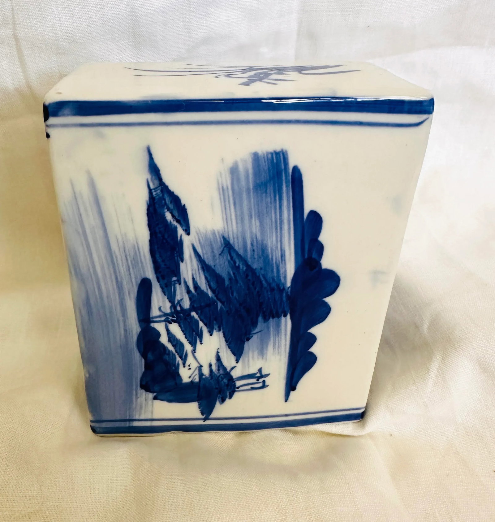 Antique Chinese Blue & White Porcelain Pillow Brick - 5