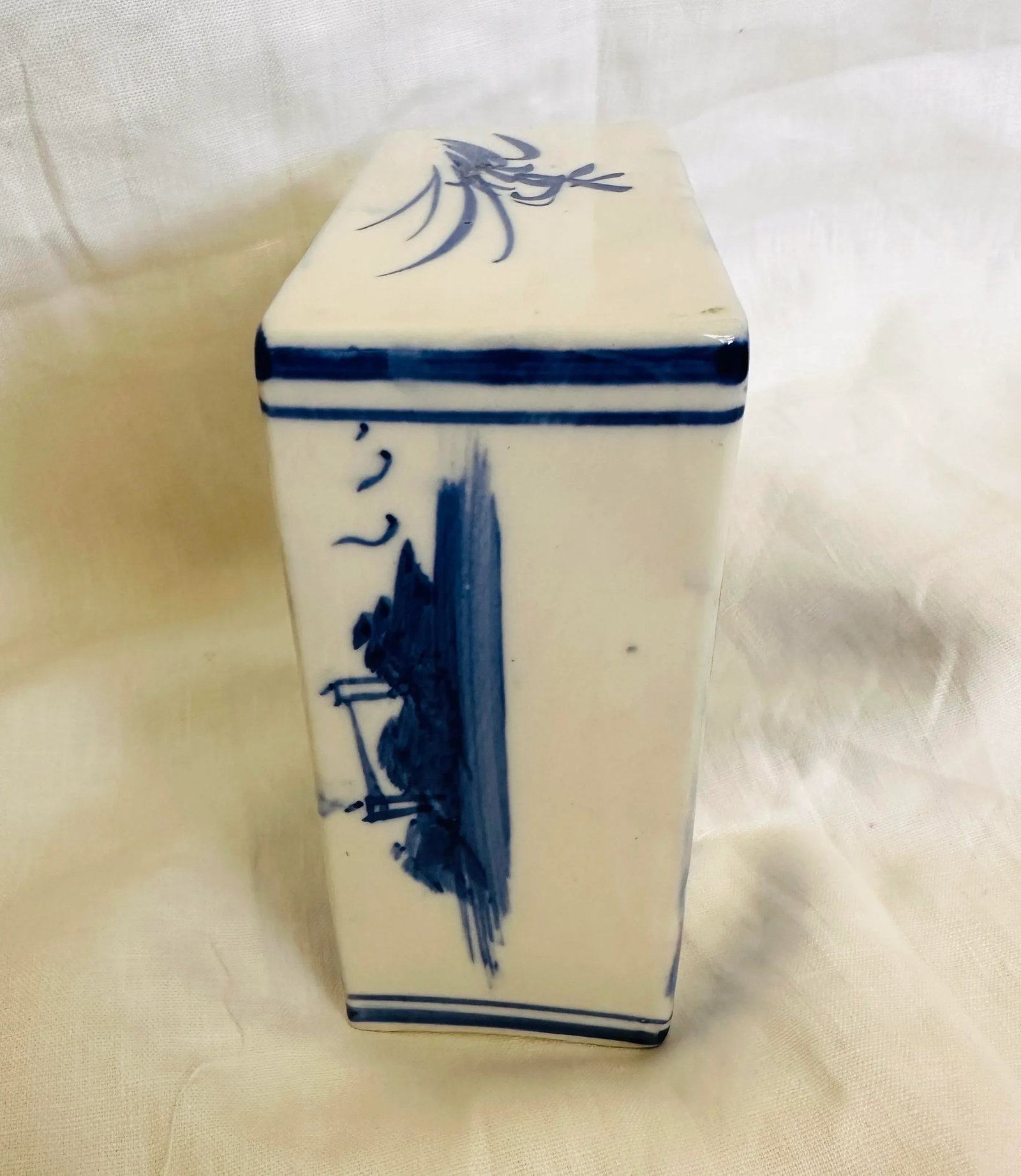 Antique Chinese Blue & White Porcelain Pillow Brick - 6