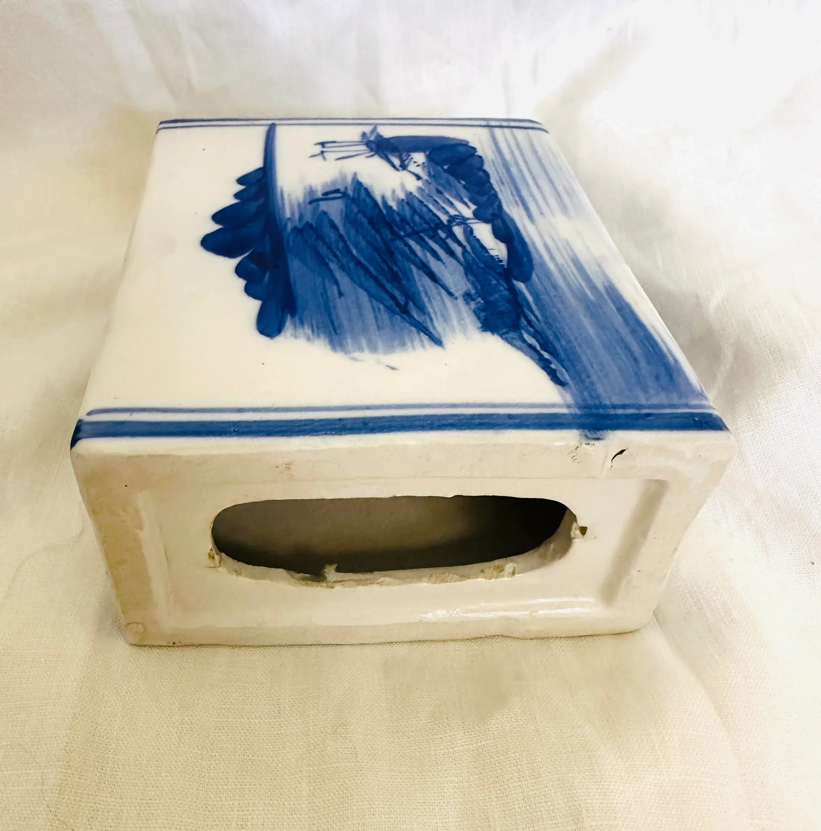 Antique Chinese Blue & White Porcelain Pillow Brick - 7