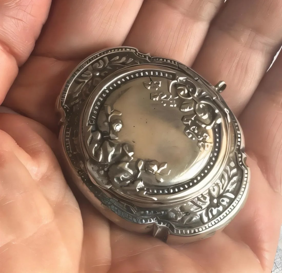 Antique French Rococo Locket Powder Box, Circa 1900 - 6