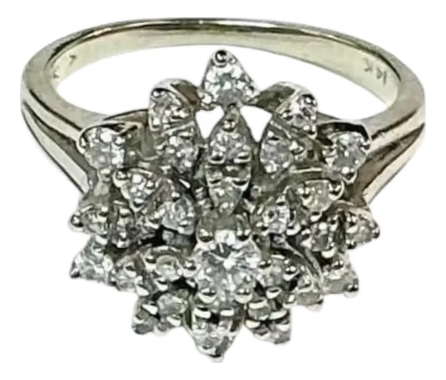 14-Karat White-Gold and Diamond Cluster Ring (1 of 8)