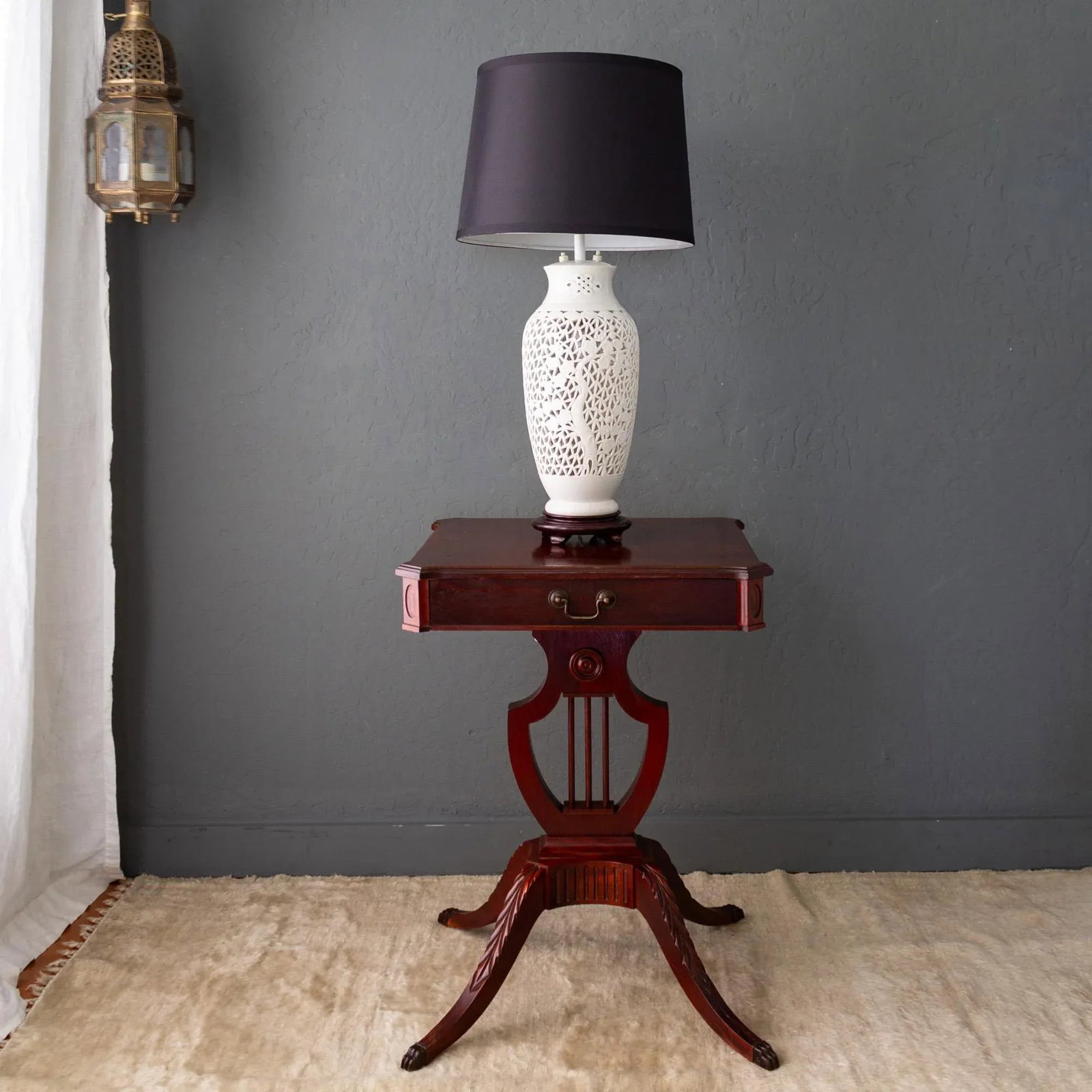 Blanc De Chine Pierced Chinoiserie Lamp With Prunus Tree Plum Blossoms - 5