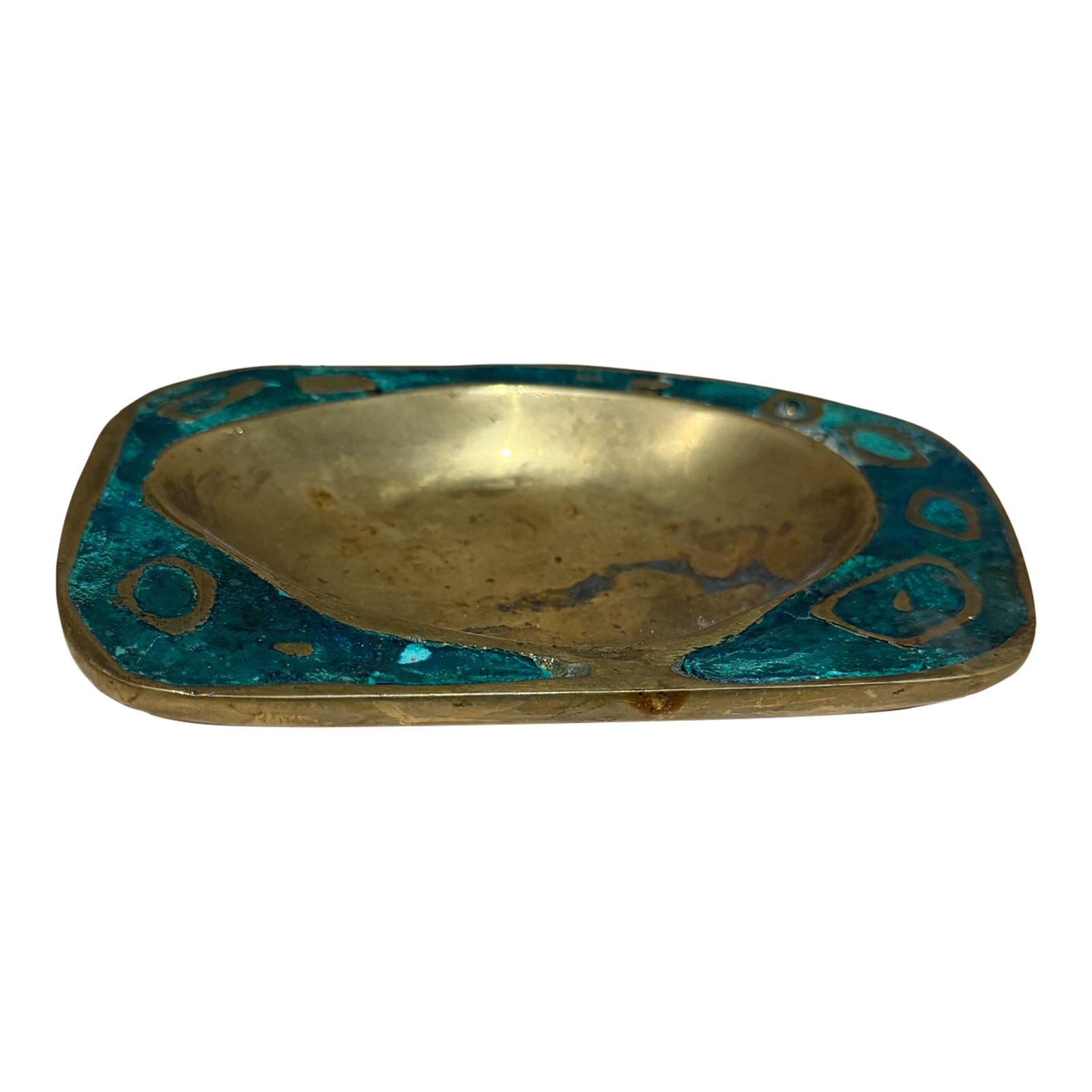 Pepe Mendoza Ashtray Dish Catch All Tray Bowl Malachite Brass (1 of 11)