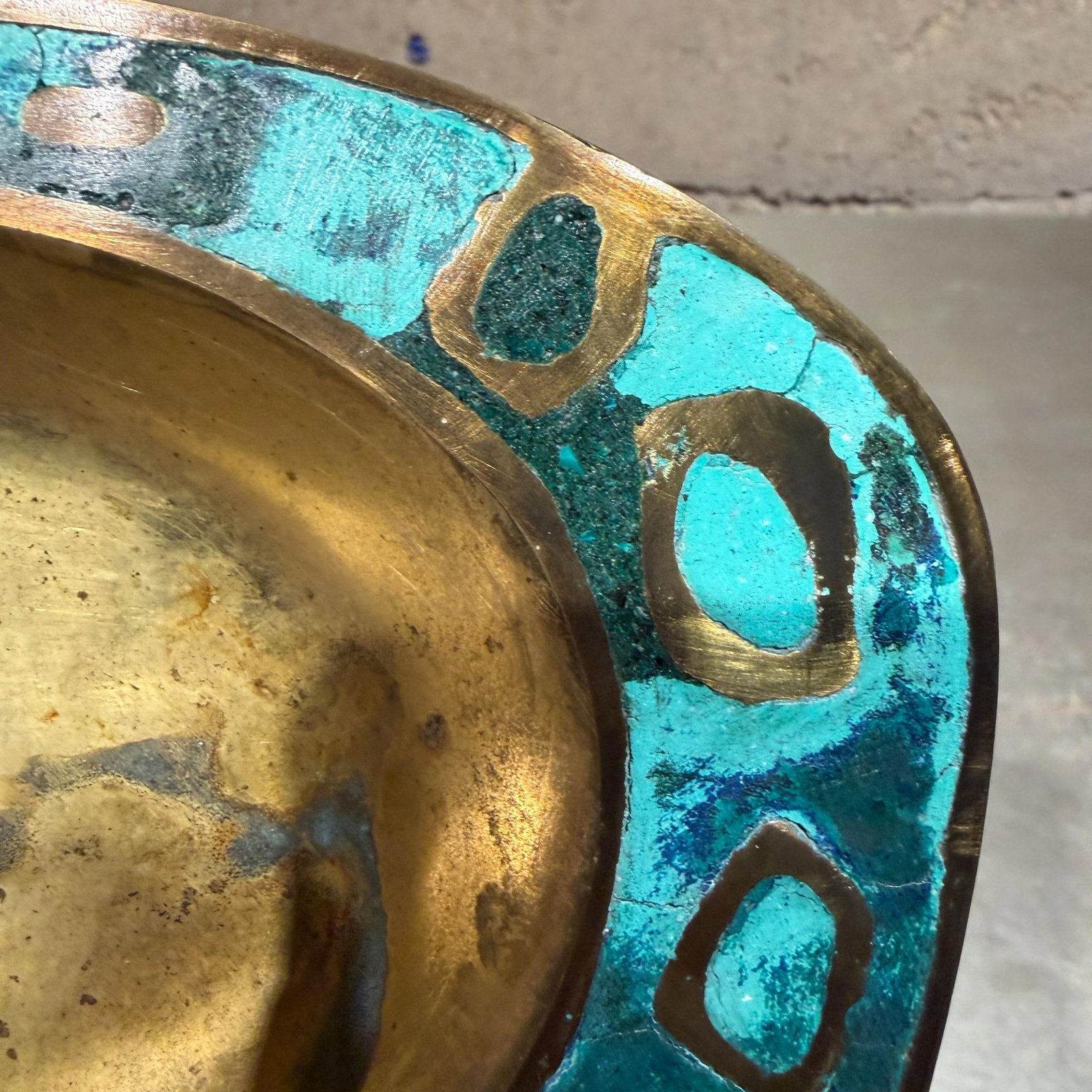 Pepe Mendoza Ashtray Dish Catch All Tray Bowl Malachite Brass - 5